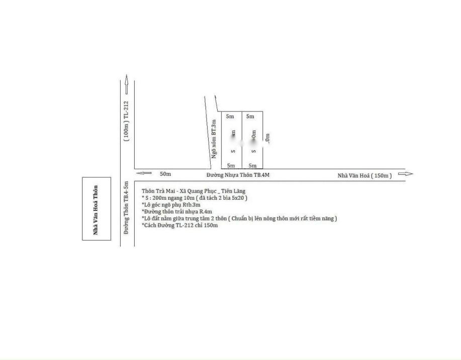 Bán đất 200 m2, mặt tiền 10m, hướng Đông - Bắc tại Tiên Lãng - Hải Phòng, giá 1,58 tỷ