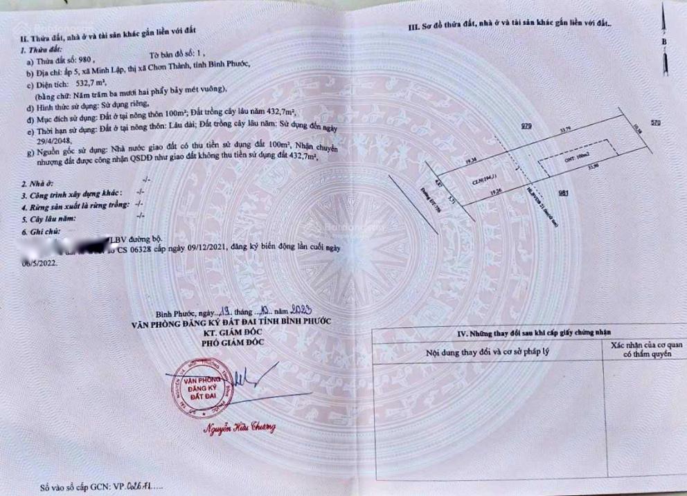 Chuyển nhượng mảnh đất mặt tiền 42m tại Xã Minh Lập - Chơn Thành - Bình Phước, giá 668 triệu