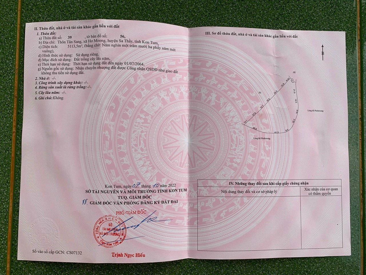 Cần bán gấp mảnh đất 6000 m2 tại Xã Hơ moong - Sa Thầy - Kon Tum, giá 1.3 tỷ