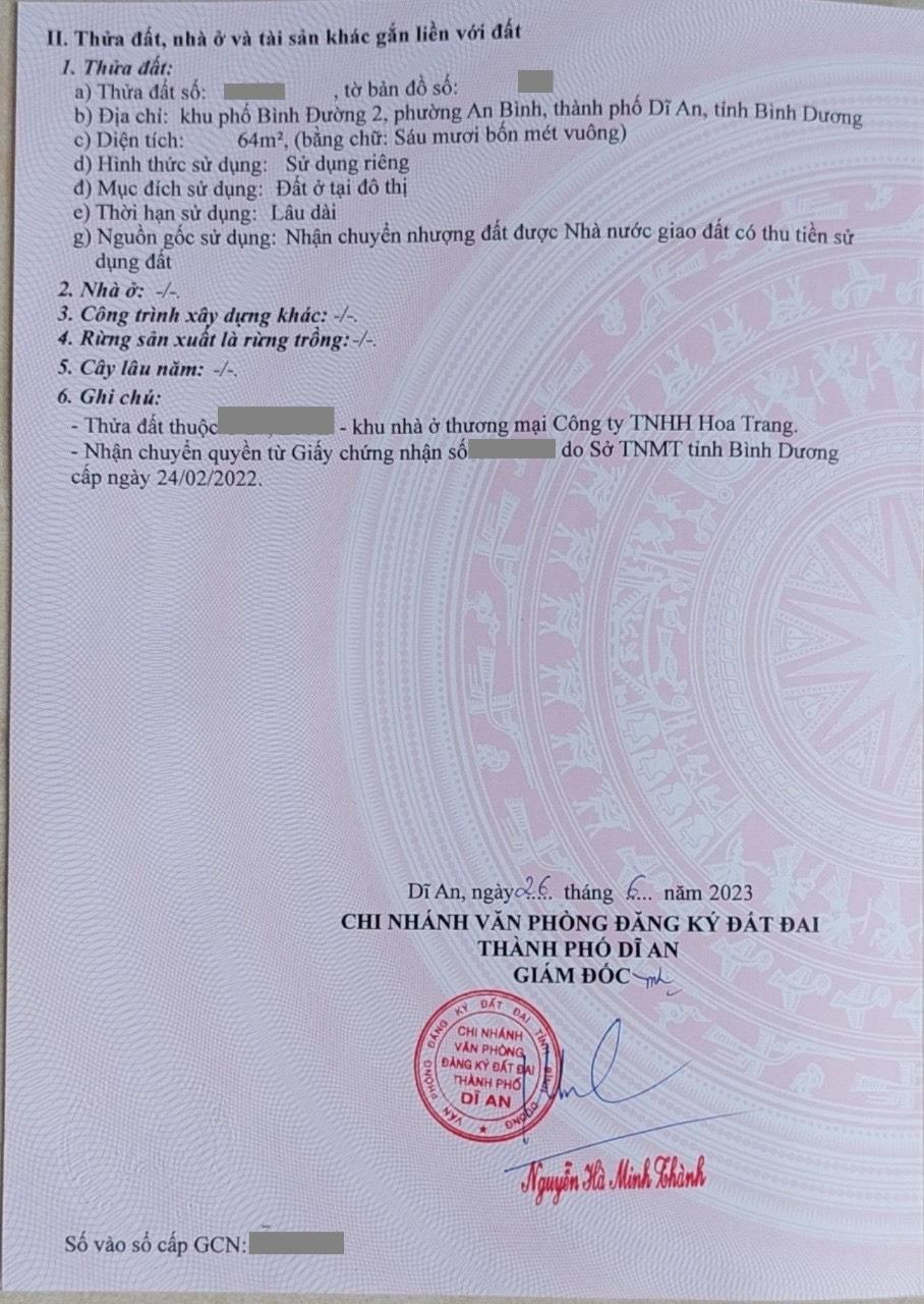 Bán nhà sổ hồng riêng 64 m2, hướng Tây-Nam tại Đường An Bình - An Bình - Dĩ An, giá 6 tỷ