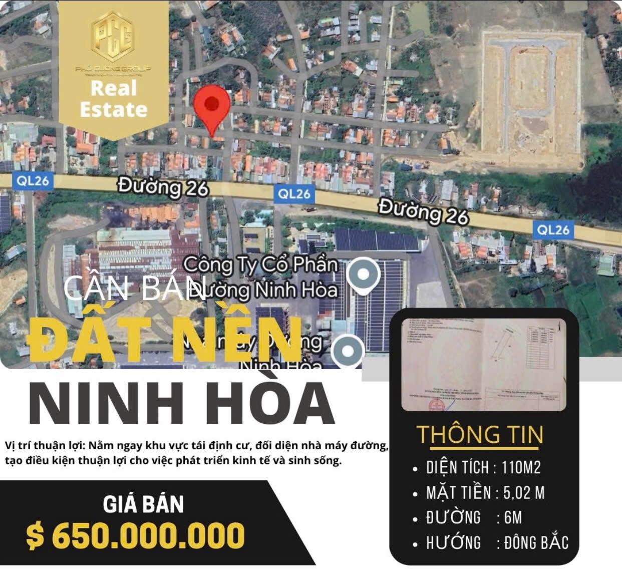 Sở hữu đất 110 m2, hướng Bắc tại Xã Ninh Xuân - Ninh Hòa - Khánh Hòa, giá 650 tr