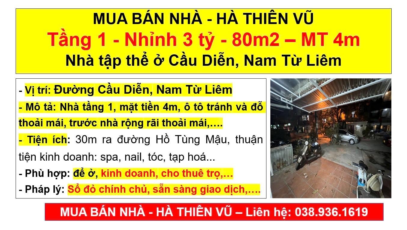 Cần bán ngay nhà chung cư 80 m2, giá 3 tỷ tại Đường Cầu Diễn - Cầu Diễn - Nam Từ Liêm - Hà Nội