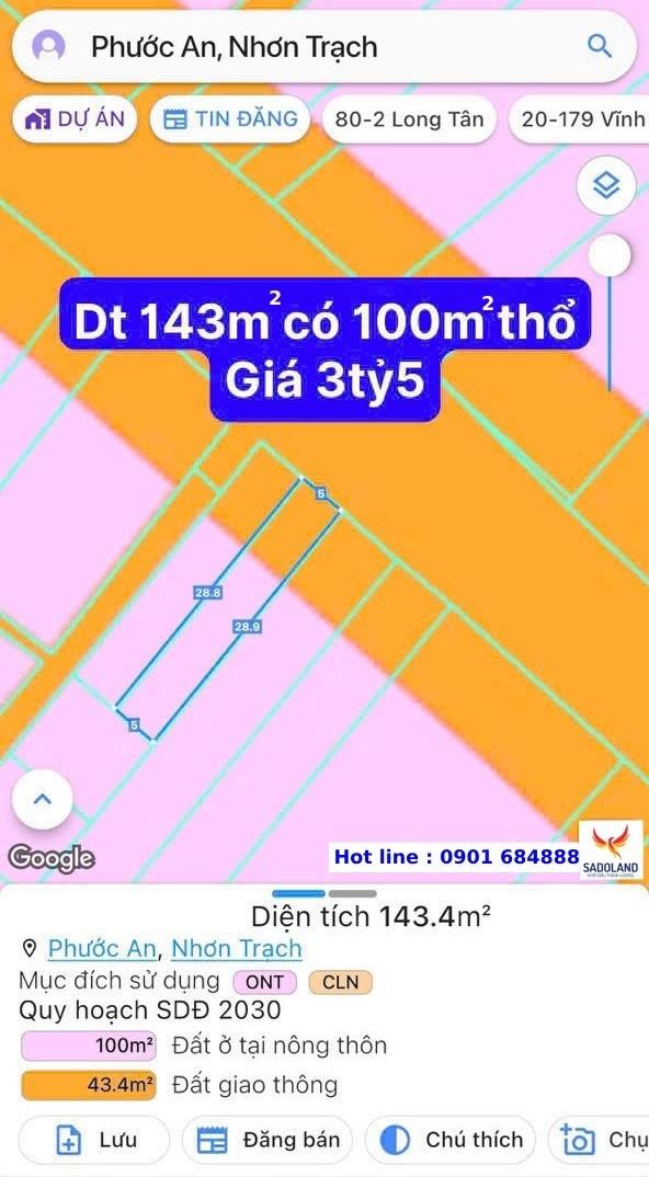 Cần bán gấp miếng đất 297 m2, hướng Đông-Nam tại Phước An - Nhơn Trạch - Đồng Nai, giá 7 tỷ