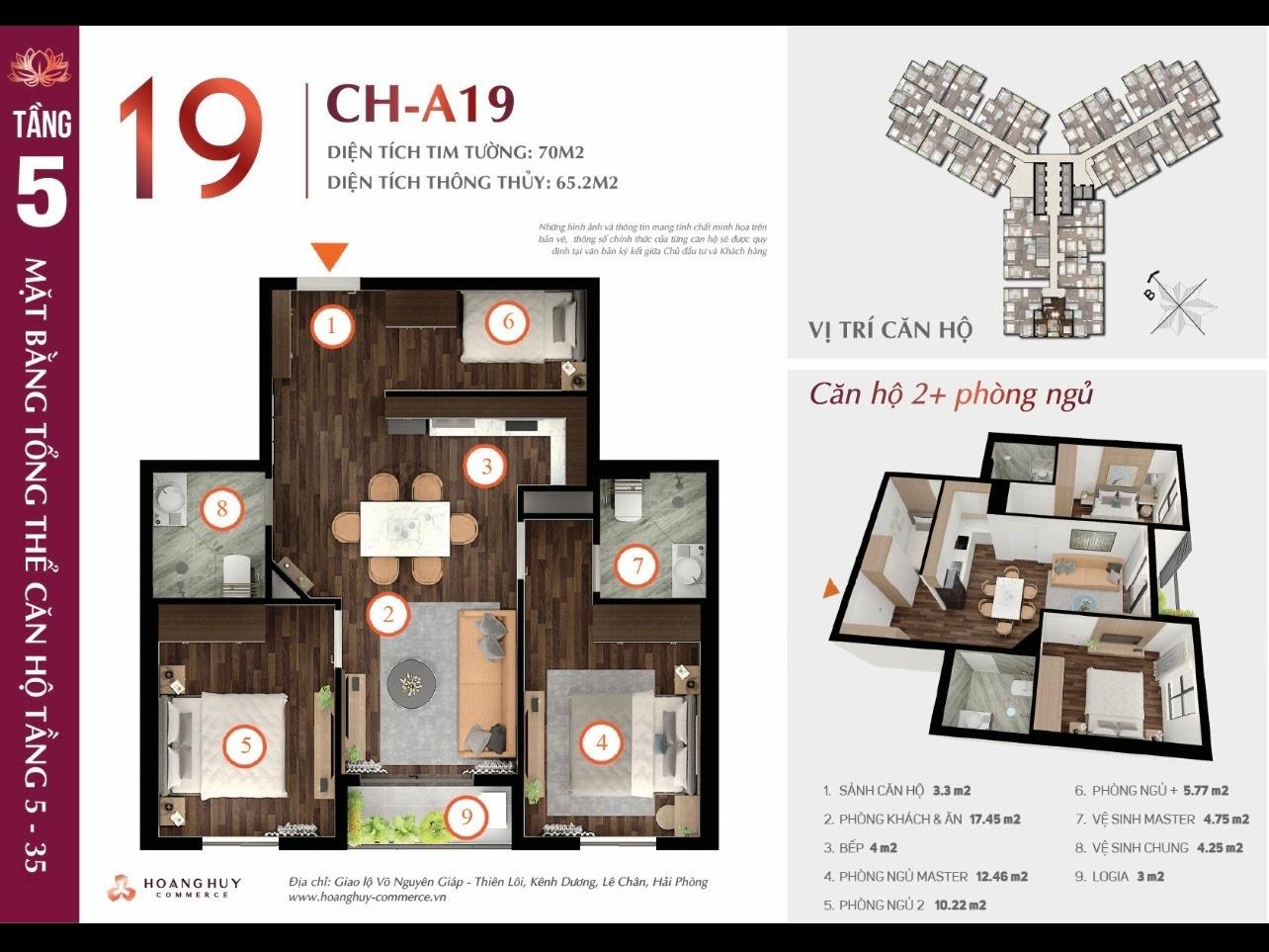 Bán gấp căn hộ 70 m2, giá 2.66 tỷ tại Đường Võ Nguyên Giáp - Kênh Dương - Lê Chân - Hải Phòng