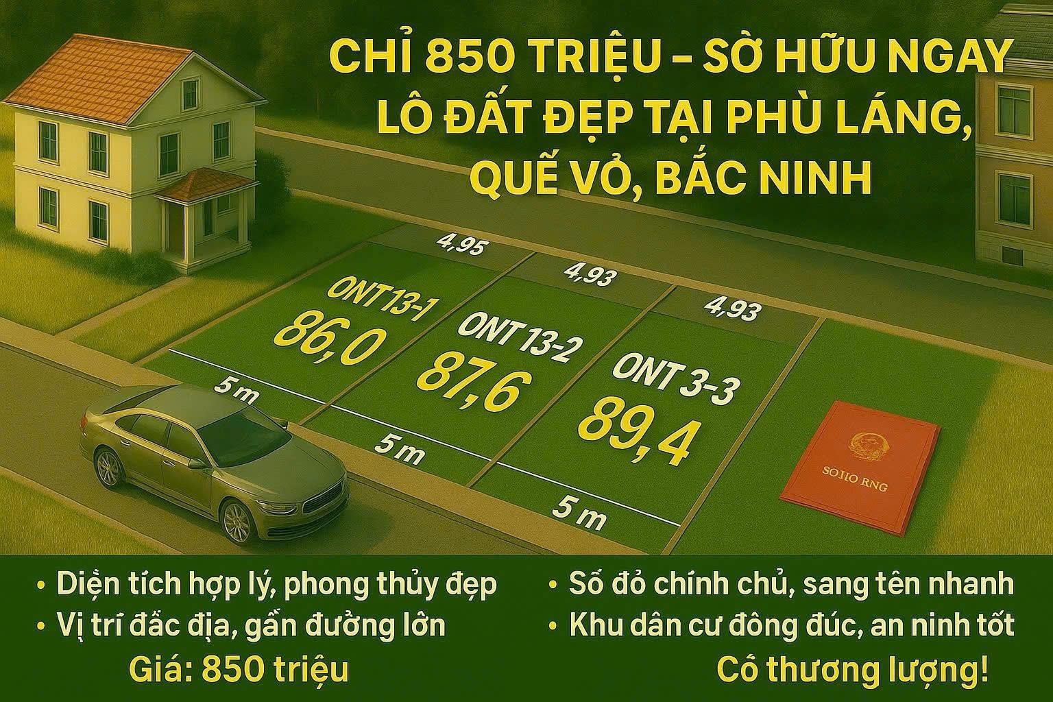Sở hữu lô đất 89 m2 tại Xã Phù Lãng - Quế Võ - Bắc Ninh, giá tốt