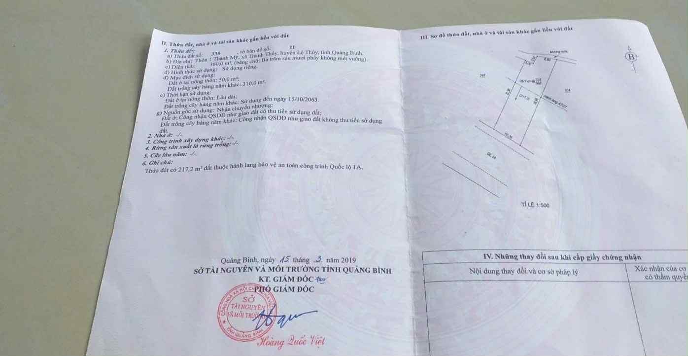 Cần bán gấp nhà mặt phố đẹp 273 m2 tại Huyện Lệ Thủy - Quảng Bình, thỏa thuận