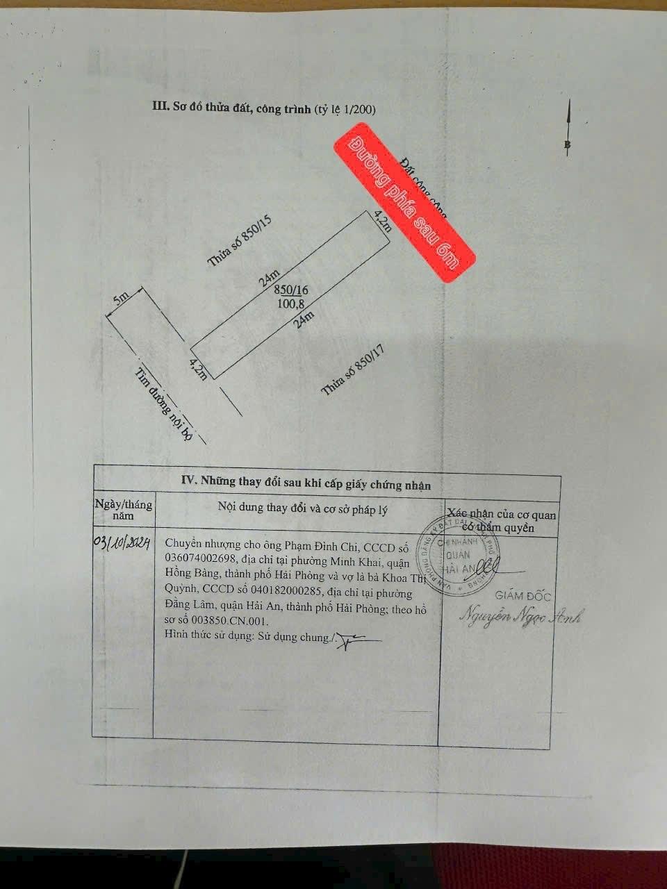 Bán nhanh nền đất 101 m2 tại Phường Đông Hải 2 - Hải An - Hải Phòng, giá 3,85 tỷ