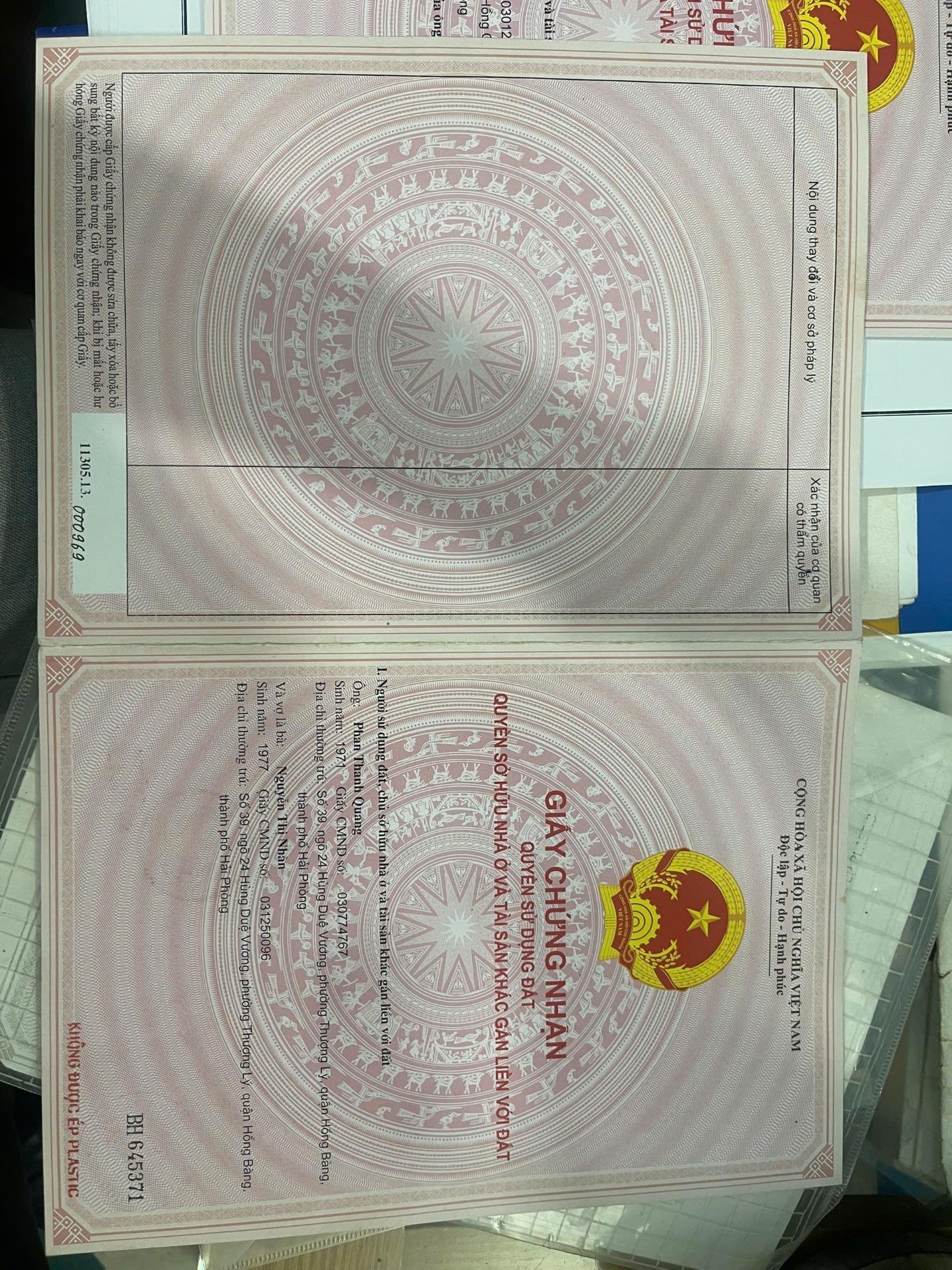 Sở hữu nhà sổ hồng riêng 38 m2, hướng Nam tại Đường Hùng Duệ Vương - Thượng Lý - Hồng Bàng, giá rẻ