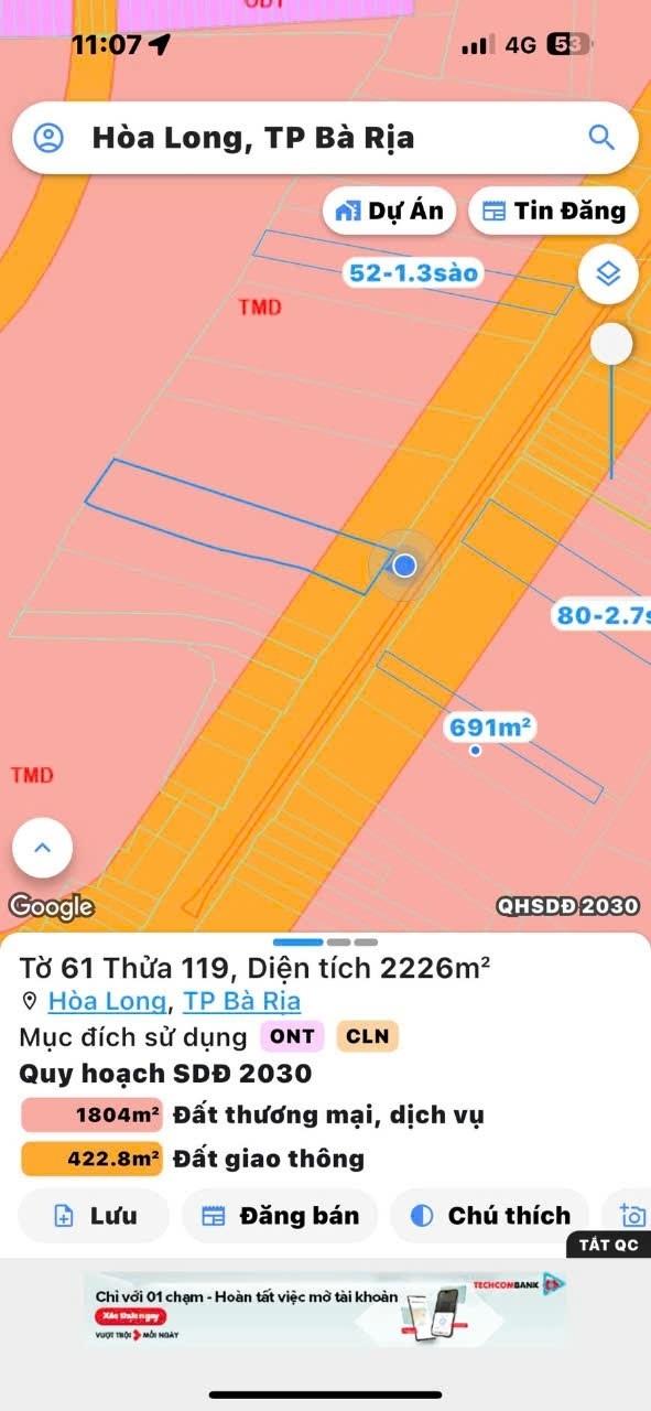 Cần bán nhanh mảnh đất 2155 m2 tại Hòa Long - Bà Rịa - Bà Rịa Vũng Tàu, giá 25,5 tỷ
