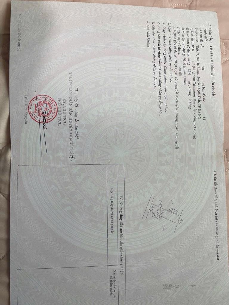 Cần bán nhanh đất nền dự án 85 m2, mặt tiền 5m tại Thạch Thất - Hà Nội, giá 33 tr