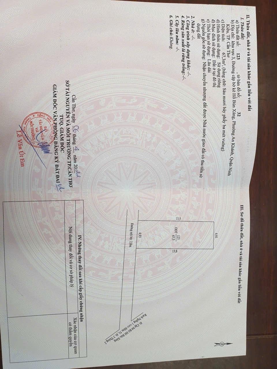 Sở hữu nhà riêng sổ đỏ 130 m2, hướng Nam tại Phường An Khánh - Ninh Kiều - Cần Thơ, giá 3,49 tỷ