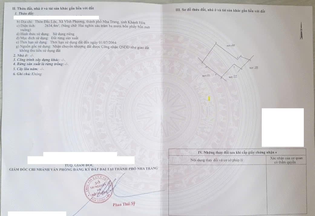 Cần bán lô đất sổ riêng 2635 m2 tại Đường Đắc Lộc - Vĩnh Phương - Nha Trang - Khánh Hòa, giá tốt