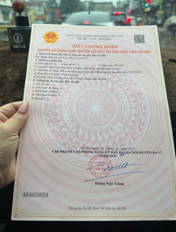 Sở hữu miếng đất 462 m2 tại Xã Yên Bài - Ba Vì - Hà Nội, giá 3,8 tỷ