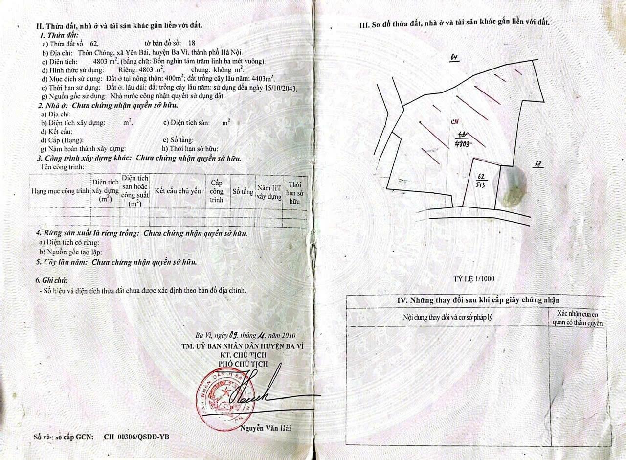 Cần bán gấp bán nhanh nền đất 513 m2 tại Xã Yên Bài - Ba Vì - Hà Nội, giá 7 tỷ - Ảnh 1