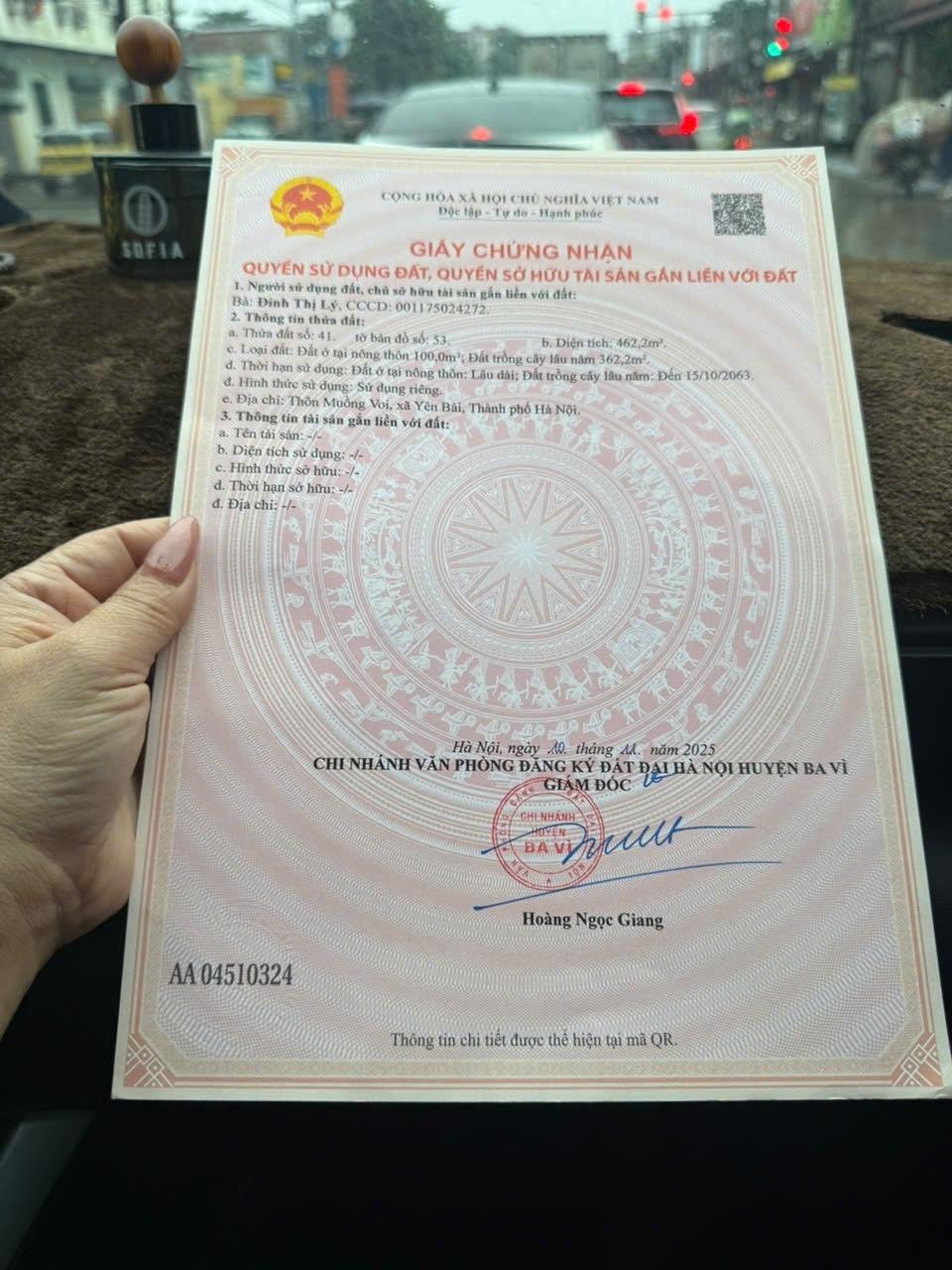 Bán nhanh đất nền 462 m2 tại Xã Yên Bài - Ba Vì - Hà Nội, giá 3,8 tỷ