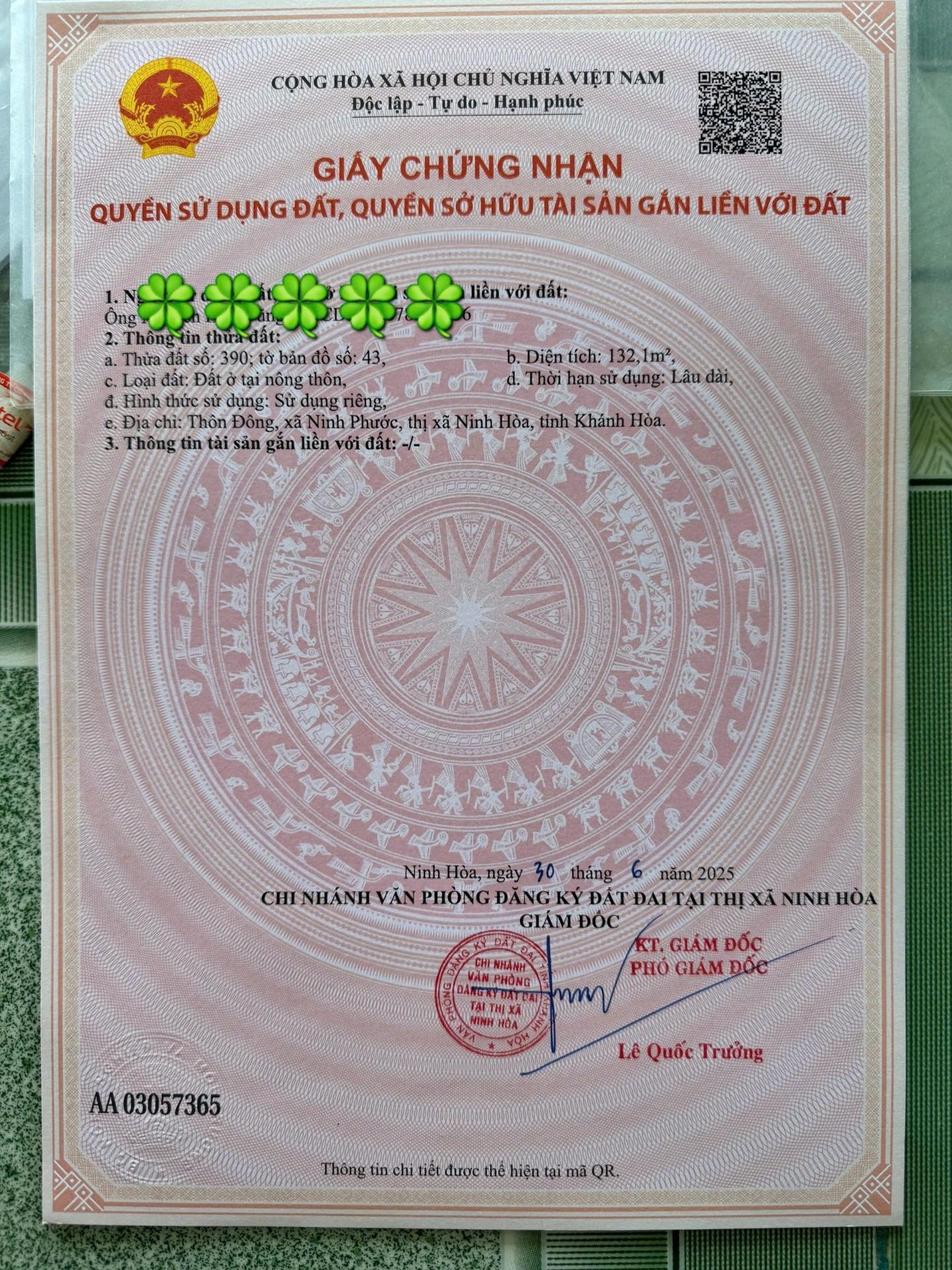 Sở hữu lô đất sổ riêng 129 m2 tại Huyện Ninh Hòa - Khánh Hòa, giá rẻ