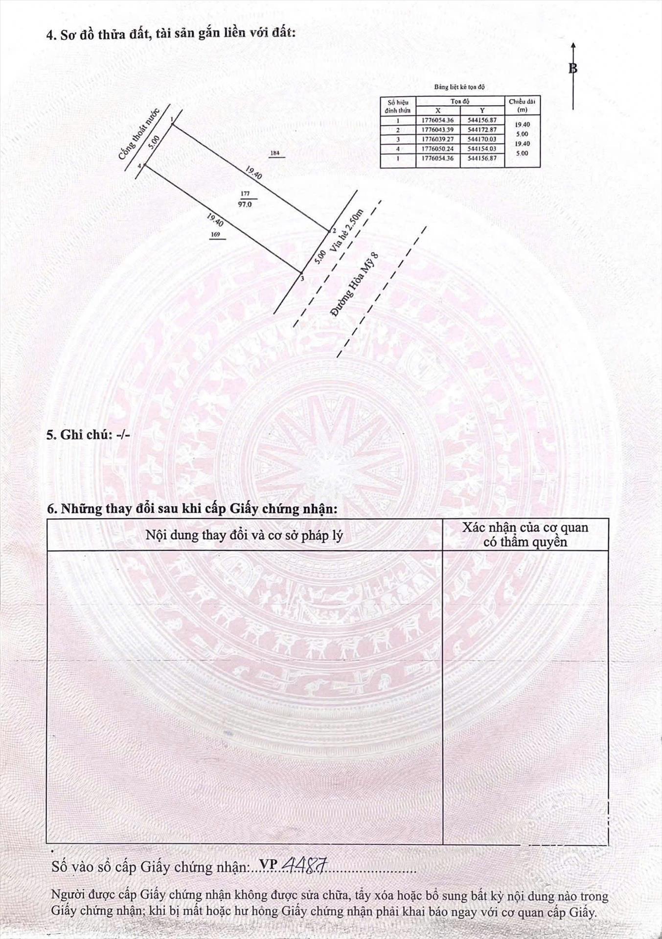 Bán gấp lô đất sổ riêng 97 m2 tại Phường Hòa Minh - Liên Chiểu - Đà Nẵng, giá 4,99 tỷ