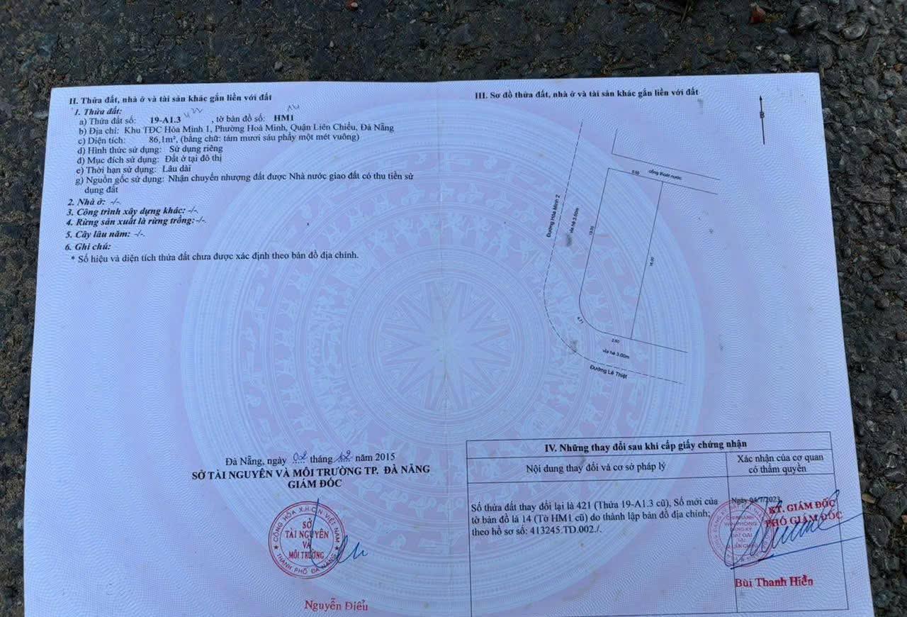 Bán nhanh đất nền 86 m2 tại Đường Lê Thiệt - Hòa Minh - Liên Chiểu - Đà Nẵng, giá 7,99 tỷ