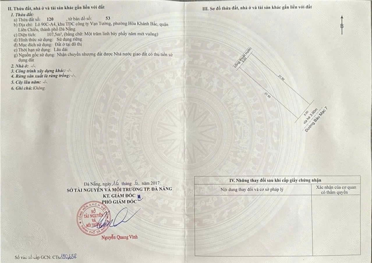 Sở hữu nền đất 108 m2 tại Đường Bàu Mạc 7 - Hòa Khánh Bắc - Liên Chiểu - Đà Nẵng, giá 5,35 tỷ