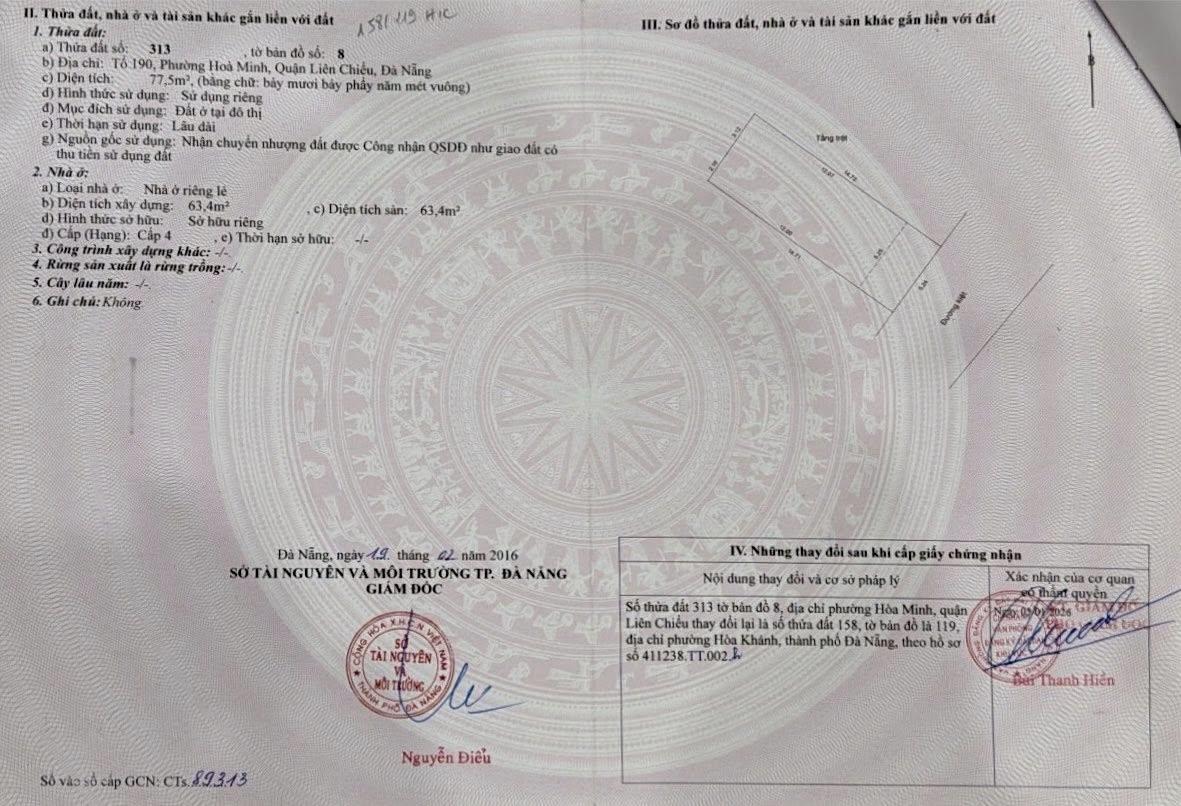 Cần bán gấp bán nhanh nhà mặt tiền 1 tầng, 78 m2 tại Đường Trần Đình Tri - Liên Chiểu, giá 4,48 tỷ