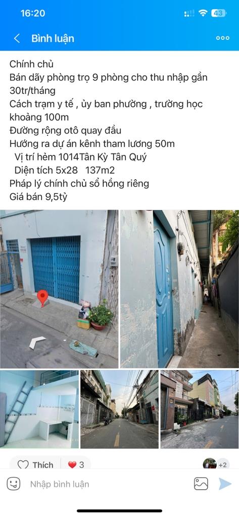 Cần bán nhà đất 137 m2 tại Đường Tân Kỳ Tân Quý - Bình Hưng Hòa - Bình Tân, giá 9,5 tỷ