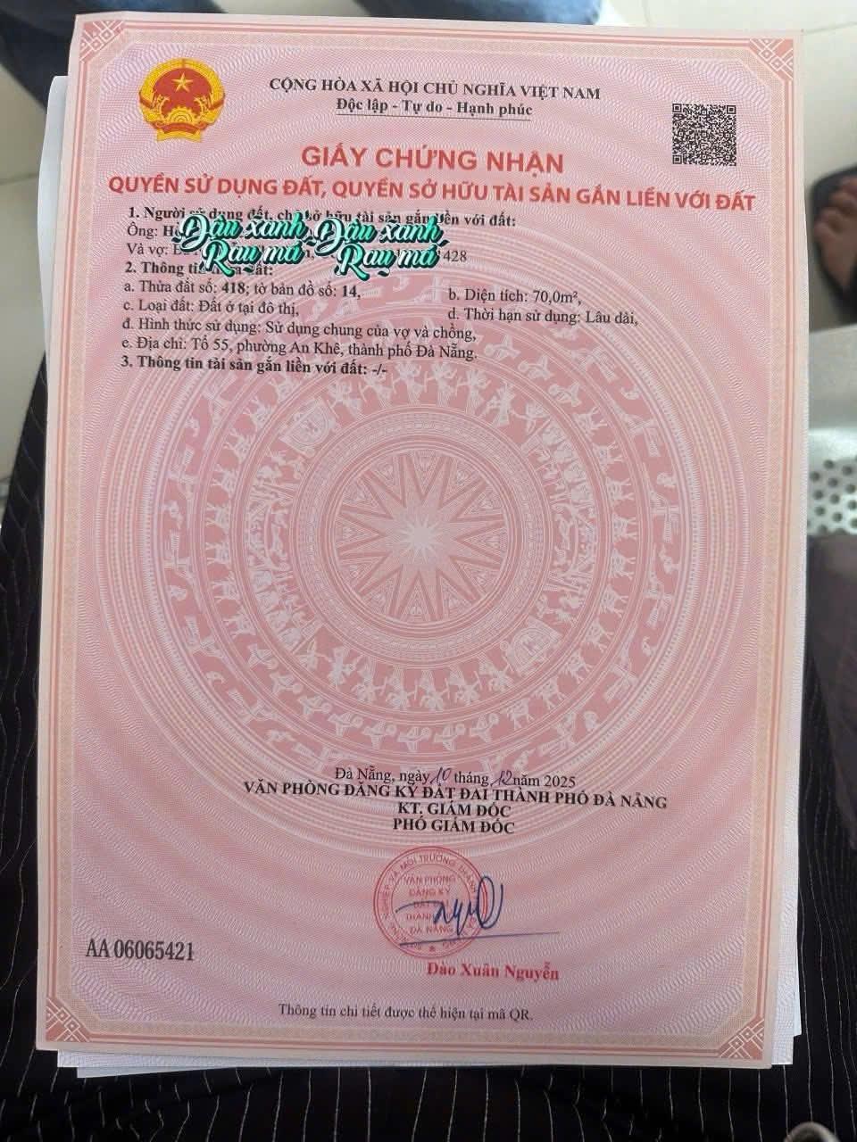 Chuyển nhượng lô đất 70 m2 tại Đường Nguyễn Công Hoan - Hòa An - Cẩm Lệ - Đà Nẵng, giá 3,48 tỷ