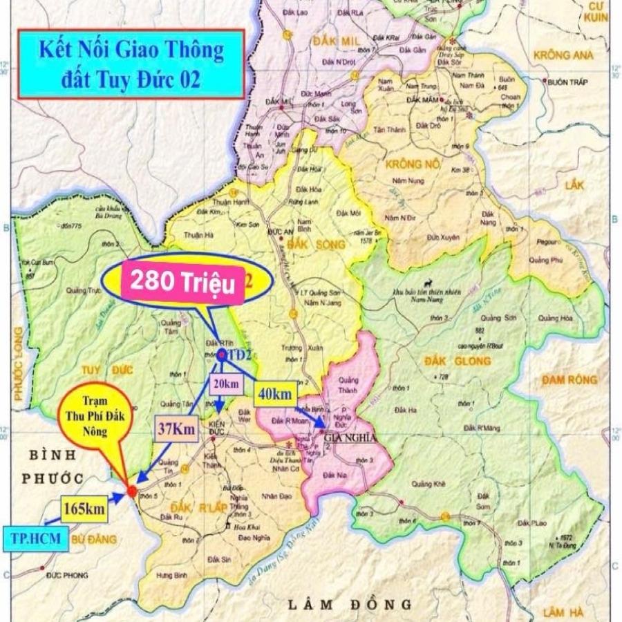 Bán gấp lô đất sổ riêng 1019 m2, hướng Đông tại Xã Đắk RTih - Tuy Đức - Đắk Nông, giá 280 tr - Ảnh 1