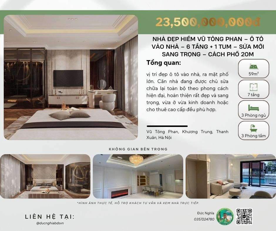 Cần bán ngay căn nhà đẹp 59 m2, hướng Bắc tại Phố Vũ Tông Phan - Thanh Xuân, giá 23,5 tỷ