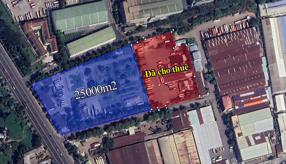 Cho thuê bãi xe, trường lái, Kho bãi xe tải, ô tô, dt 25000m2, Giá 500tr/tháng, cắt lẻ 5000m2