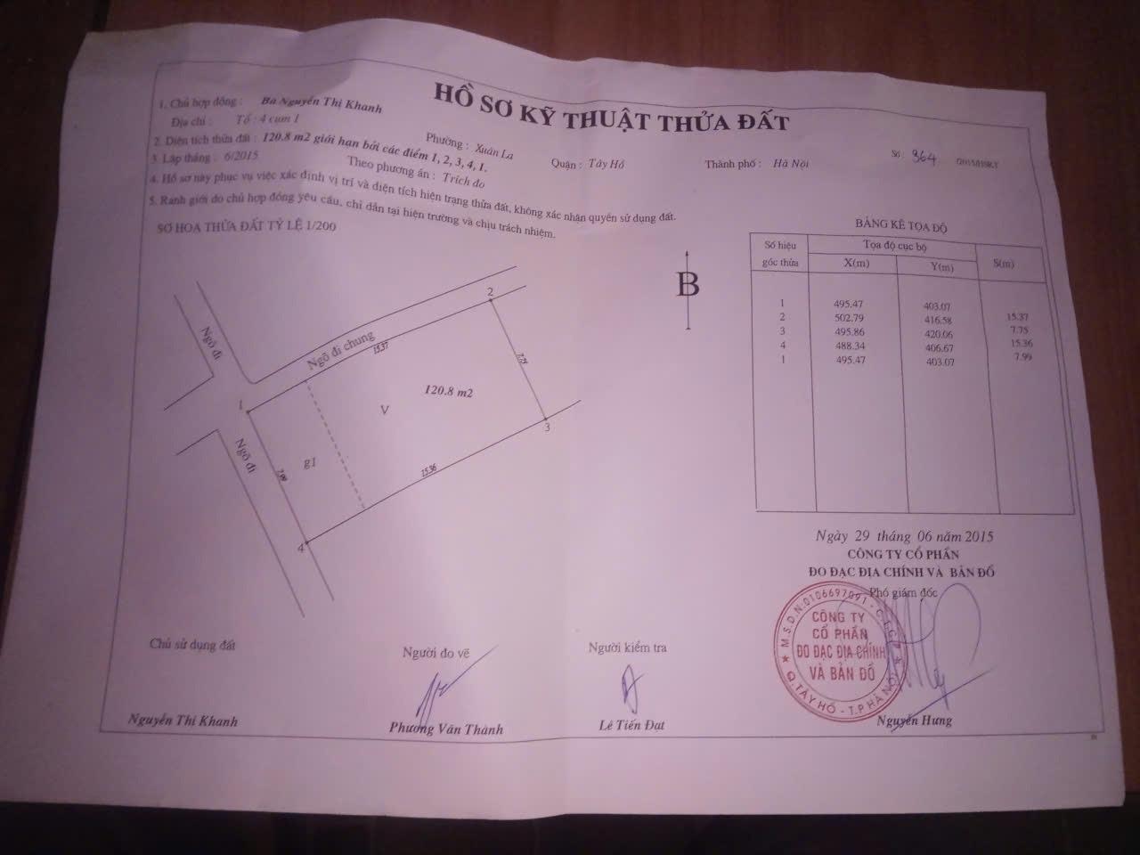 Bán đất nông nghiệp không có bìa đỏ (có sổ giao canh ngày xưa) tổng diện tích 120,8 m2