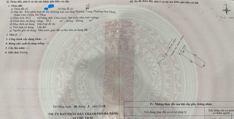 Sở hữu ngay đất 96 m2 tại Phường Hòa Minh - Liên Chiểu - Đà Nẵng, giá 6,5 tỷ