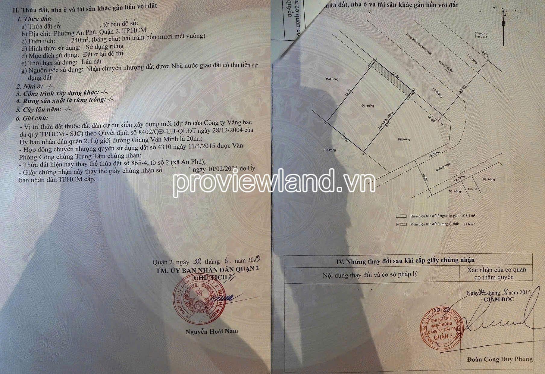 Sở hữu ngay đất nền 490 m2 tại Đường Giang Văn Minh - An Phú - Quận 2 - TP Hồ Chí Minh, giá 150 tỷ