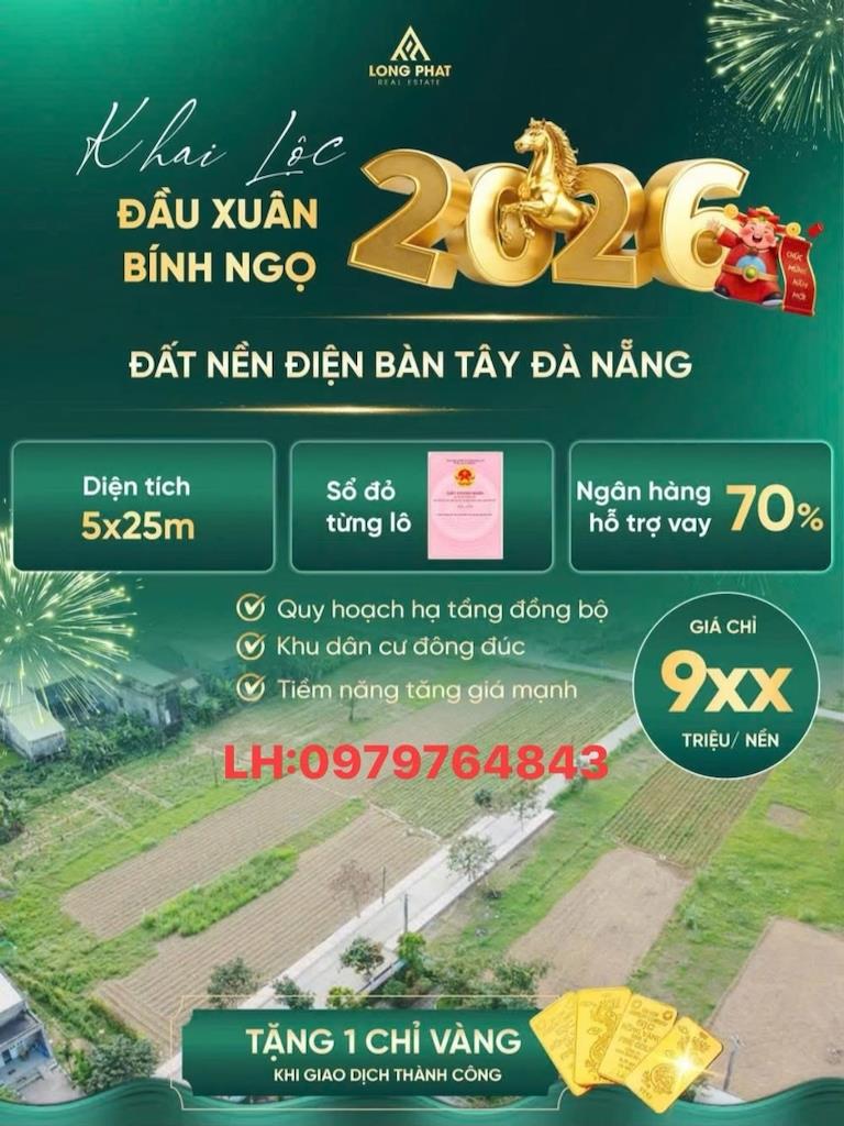 Sở hữu lô đất sổ riêng 112 m2, mặt tiền 5m, hướng Đông-Bắc tại Điện Bàn - Quảng Nam, giá 980 tr