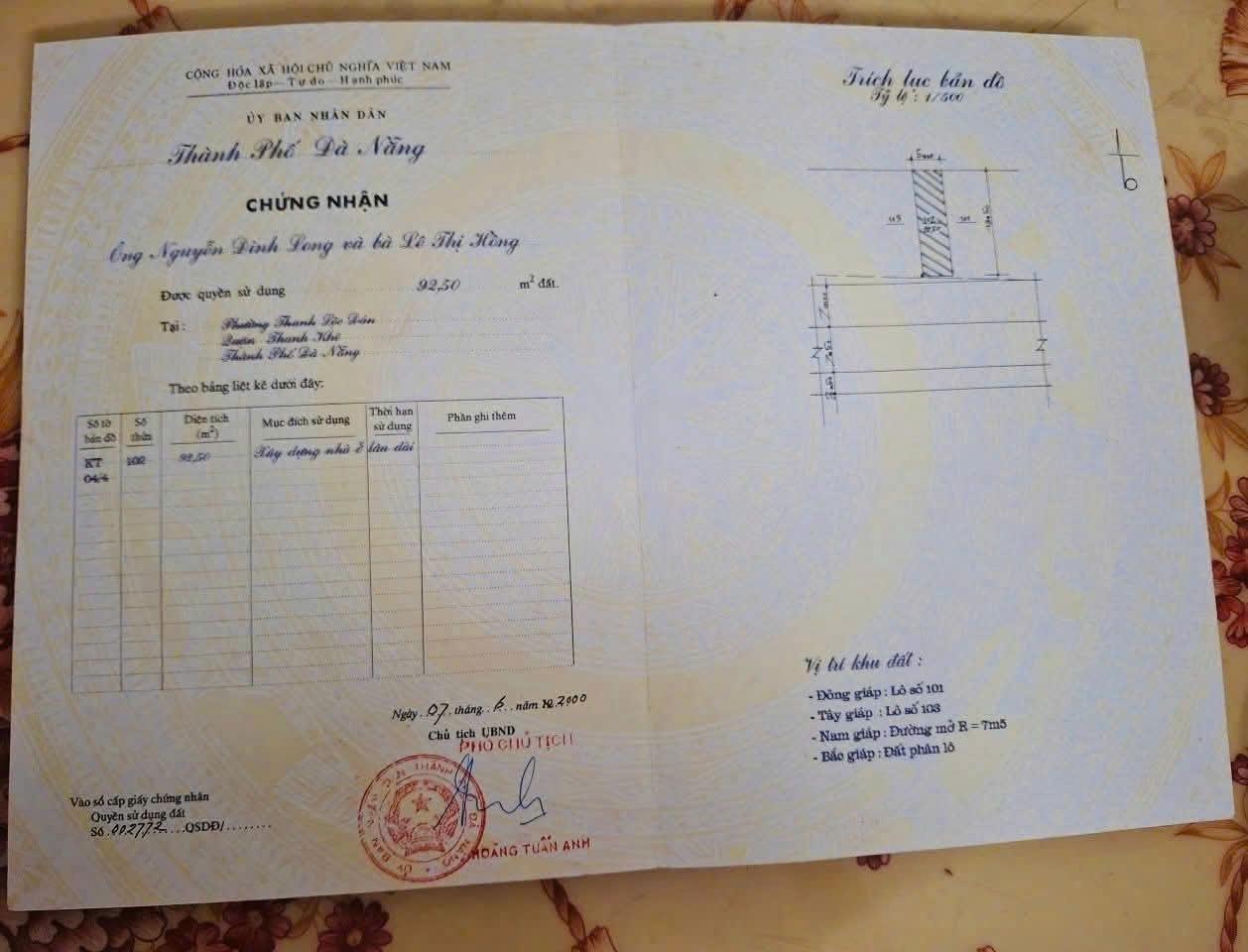 Cần bán căn nhà mặt phố 2 tầng, 93 m2 tại Phố Kỳ Đồng - An Khê - Thanh Khê - Đà Nẵng, giá 10,5 tỷ