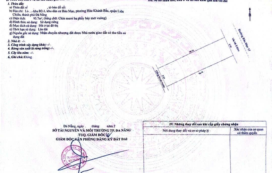 Bán đất 94 m2 tại Phường Hòa Khánh Bắc - Liên Chiểu - Đà Nẵng, giá 5,7 tỷ