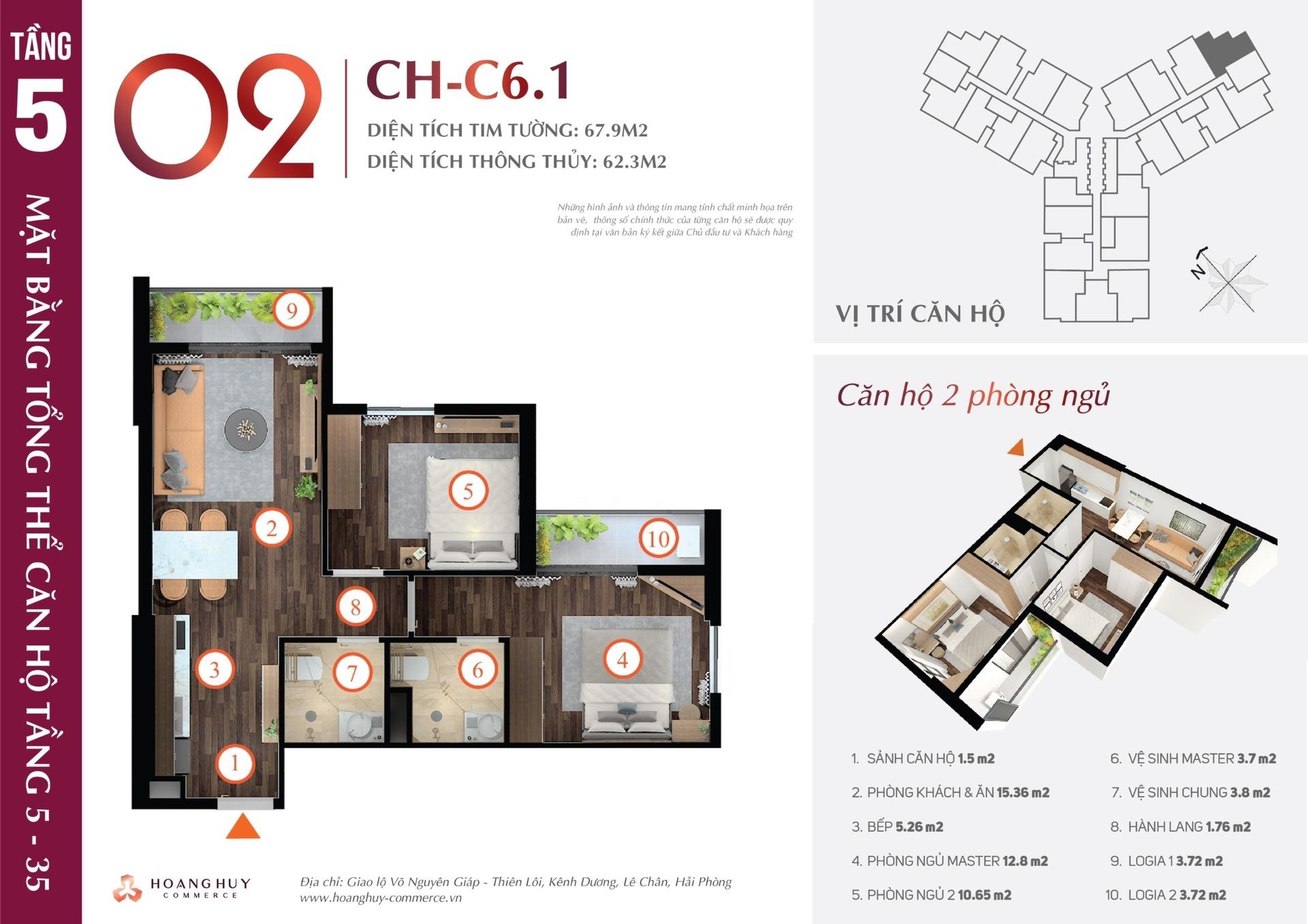 Chuyển nhượng căn hộ 68 m2, giá 2,75 tỷ tại Đường Võ Nguyên Giáp - Lê Chân - Hải Phòng