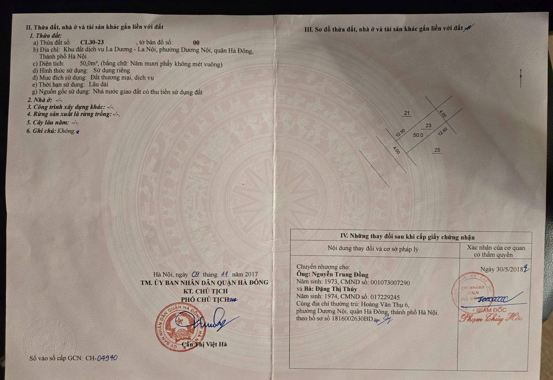 Cần bán gấp bán nhanh đất dự án 50 m2, hướng Tây-Nam tại Hà Đông - Hà Nội, giá 13,5 tỷ