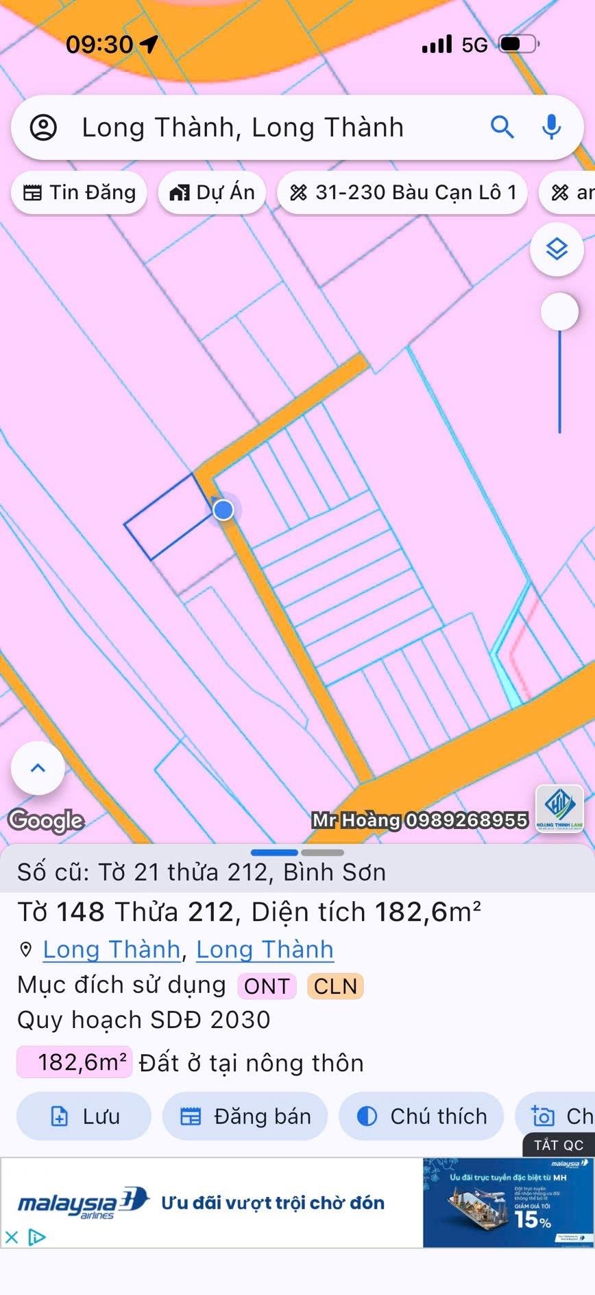 Bán nhanh đất 182 m2 tại Huyện Long Thành - Đồng Nai, giá 2,8 tỷ