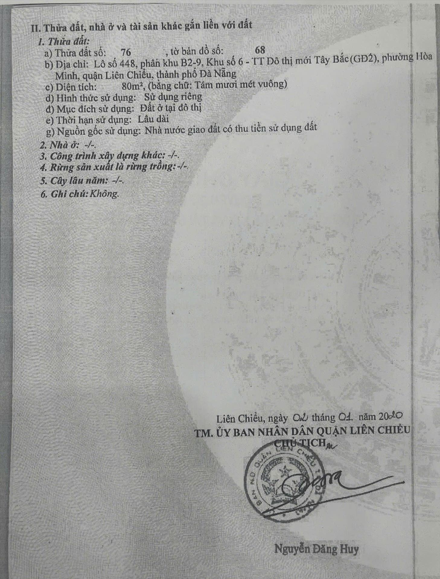 Cần bán nhanh miếng đất 80 m2 tại Phường Hòa Minh - Liên Chiểu - Đà Nẵng, giá 5,75 tỷ