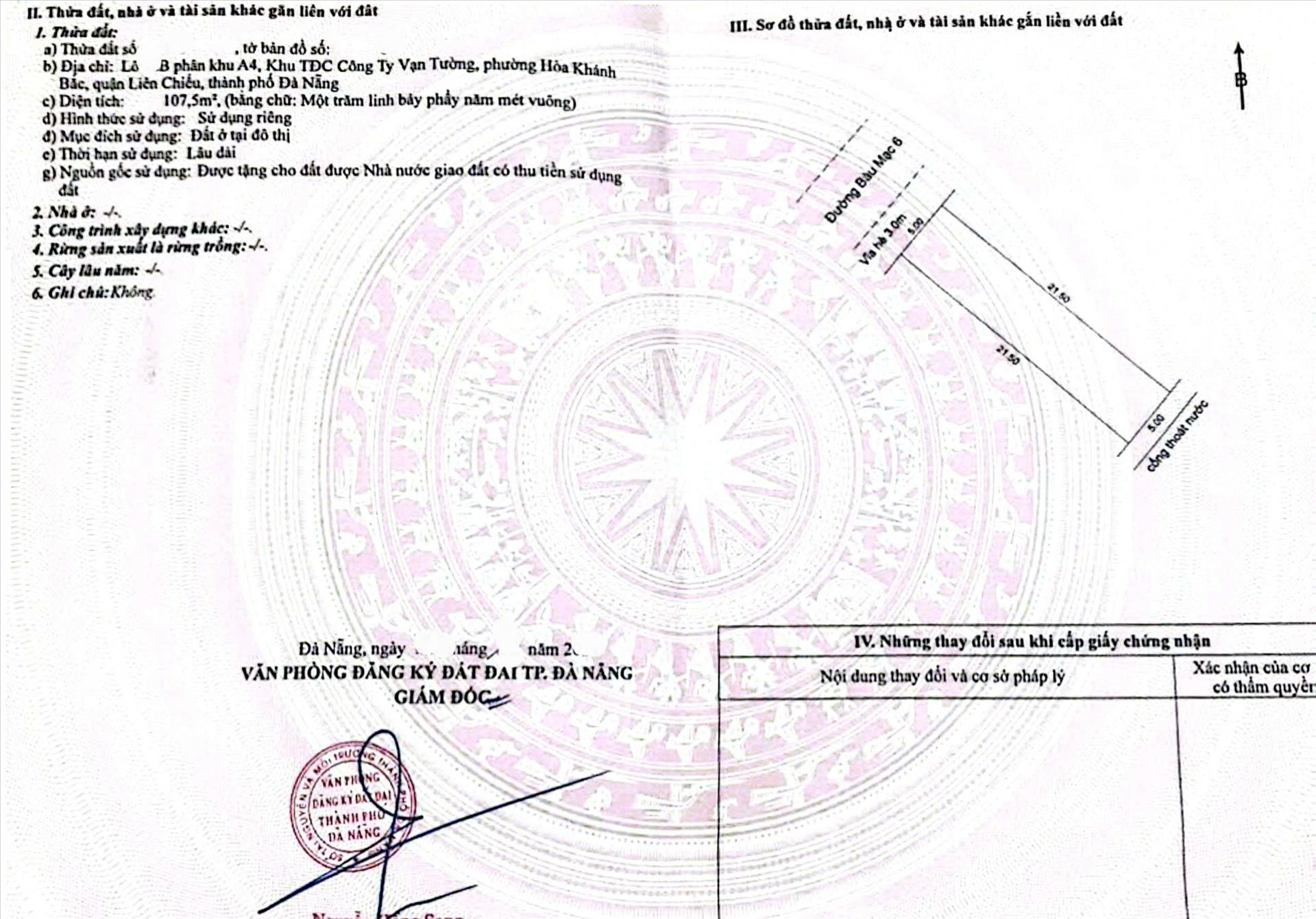 Cần bán nhanh đất nền 108 m2 tại Hòa Khánh Bắc - Liên Chiểu - Đà Nẵng, giá 5,25 tỷ