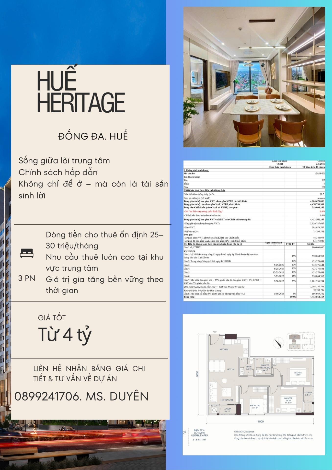 Sở hữu căn chung cư 81,5 m2, giá 4,6 tỷ tại Đường Đống Đa - Vĩnh Ninh - Huế - Thừa Thiên Huế