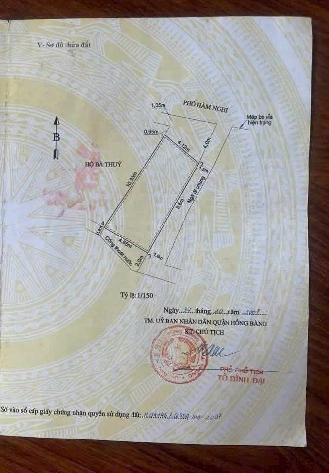 Cần bán gấp bán nhanh căn nhà mặt phố 43 m2 tại Đường Hàm Nghi - Hồng Bàng, giá 4,38 tỷ