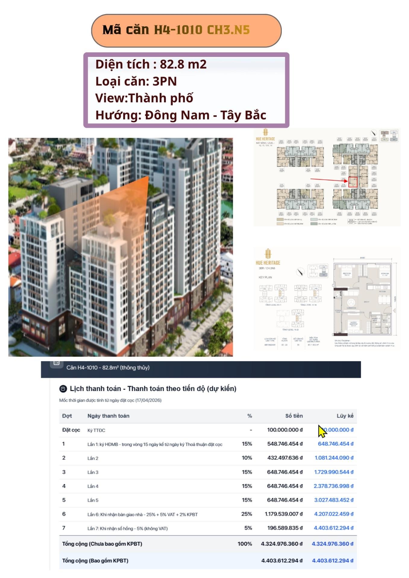 Bán nhanh căn hộ 82,80000305175781 m2, giá 4,4 tỷ tại Đường Đống Đa - Huế - Thừa Thiên Huế
