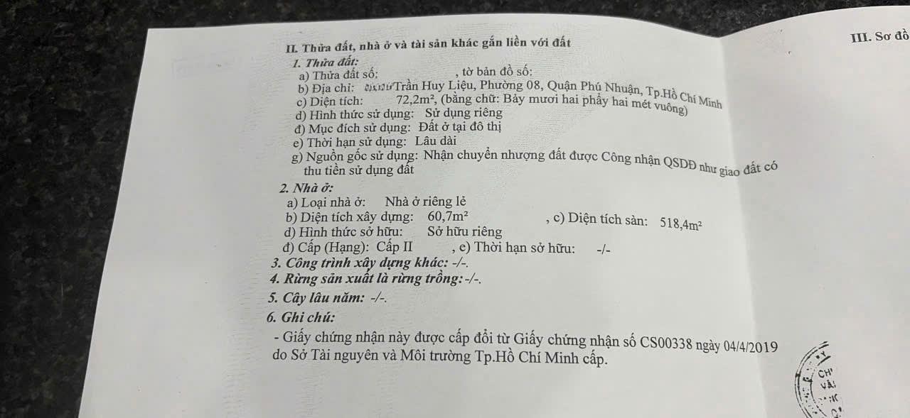 Sở hữu căn nhà mặt phố 90 m2 tại Đường Trần Huy Liệu - 8 - Phú Nhuận - TP Hồ Chí Minh, giá 25 tỷ