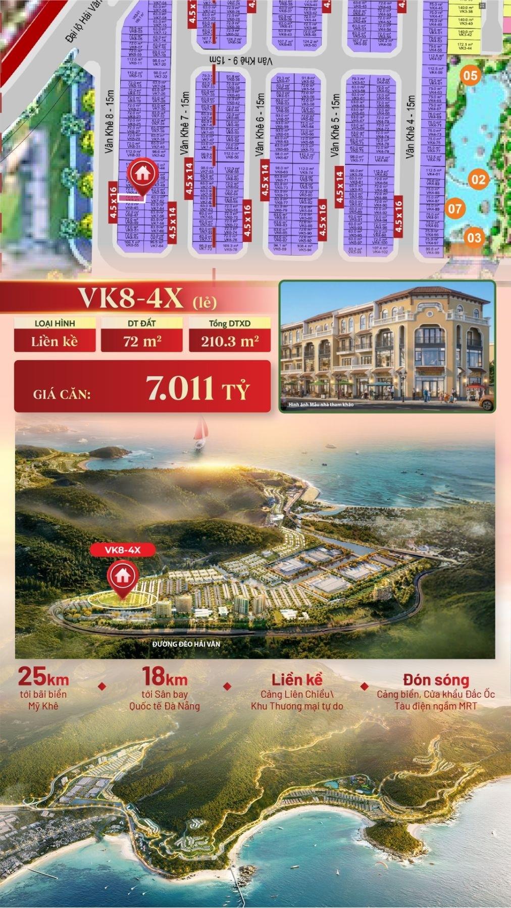 Sở hữu căn biệt thự 72 m2, giá 6,9 tỷ tại Phường Hòa Hiệp Bắc - Liên Chiểu - Đà Nẵng