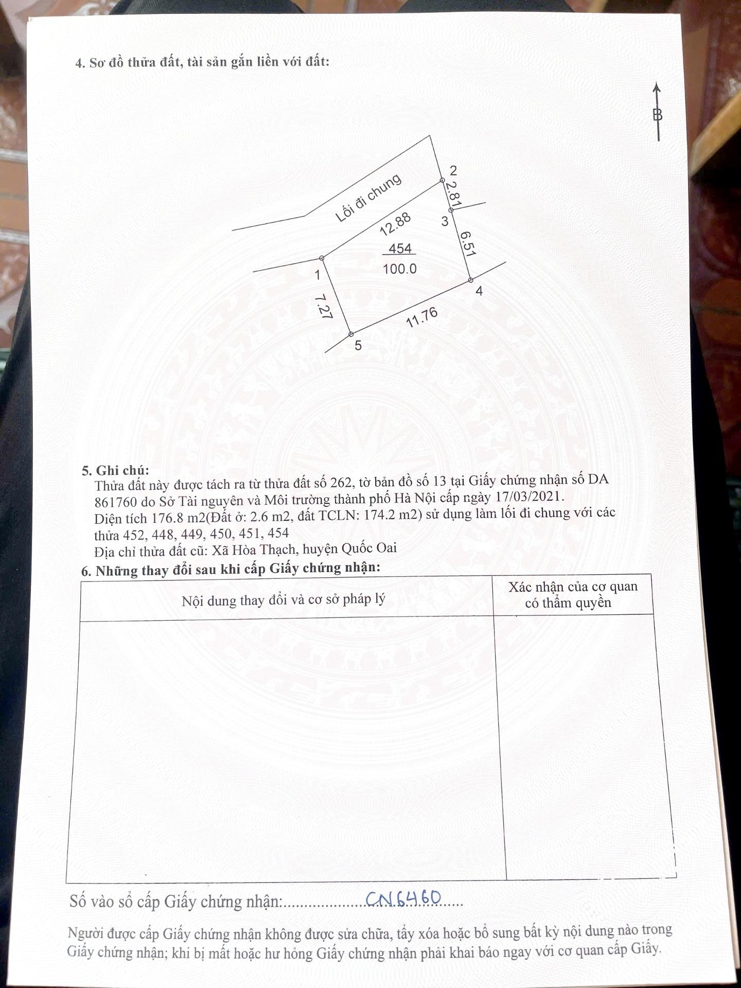 Bán gấp nền đất 100 m2 tại Xã Hòa Thạch - Quốc Oai - Hà Nội, giá 1,96 tỷ
