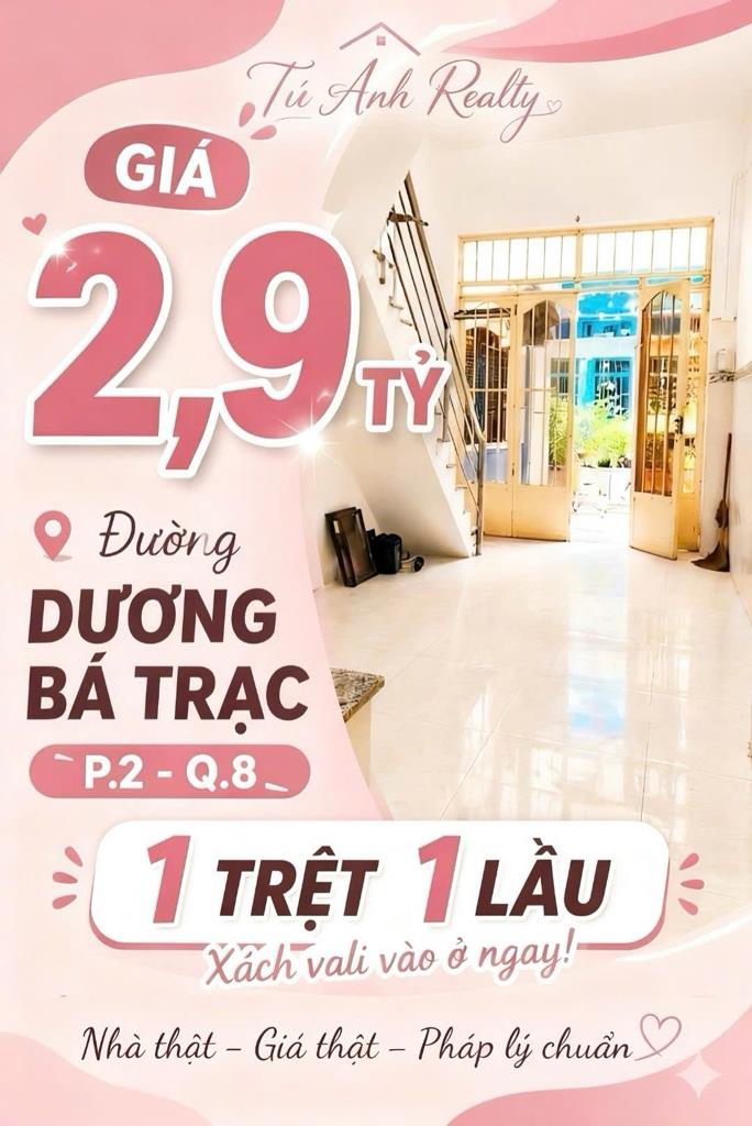 Cần bán gấp bán nhanh nhà sổ riêng 21 m2 tại Đường Dương Bá Trạc - 1 - Quận 8, giá 2,9 tỷ