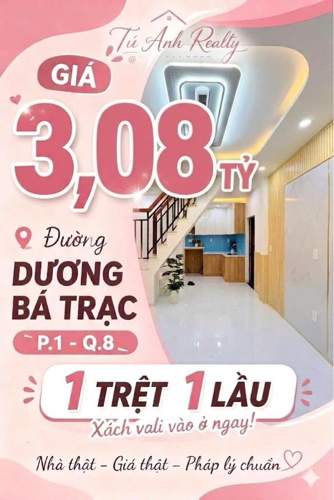 Cần bán gấp bán nhanh nhà riêng 21 m2 tại Đường Dương Bá Trạc - 1 - Quận 8, giá 3,08 tỷ