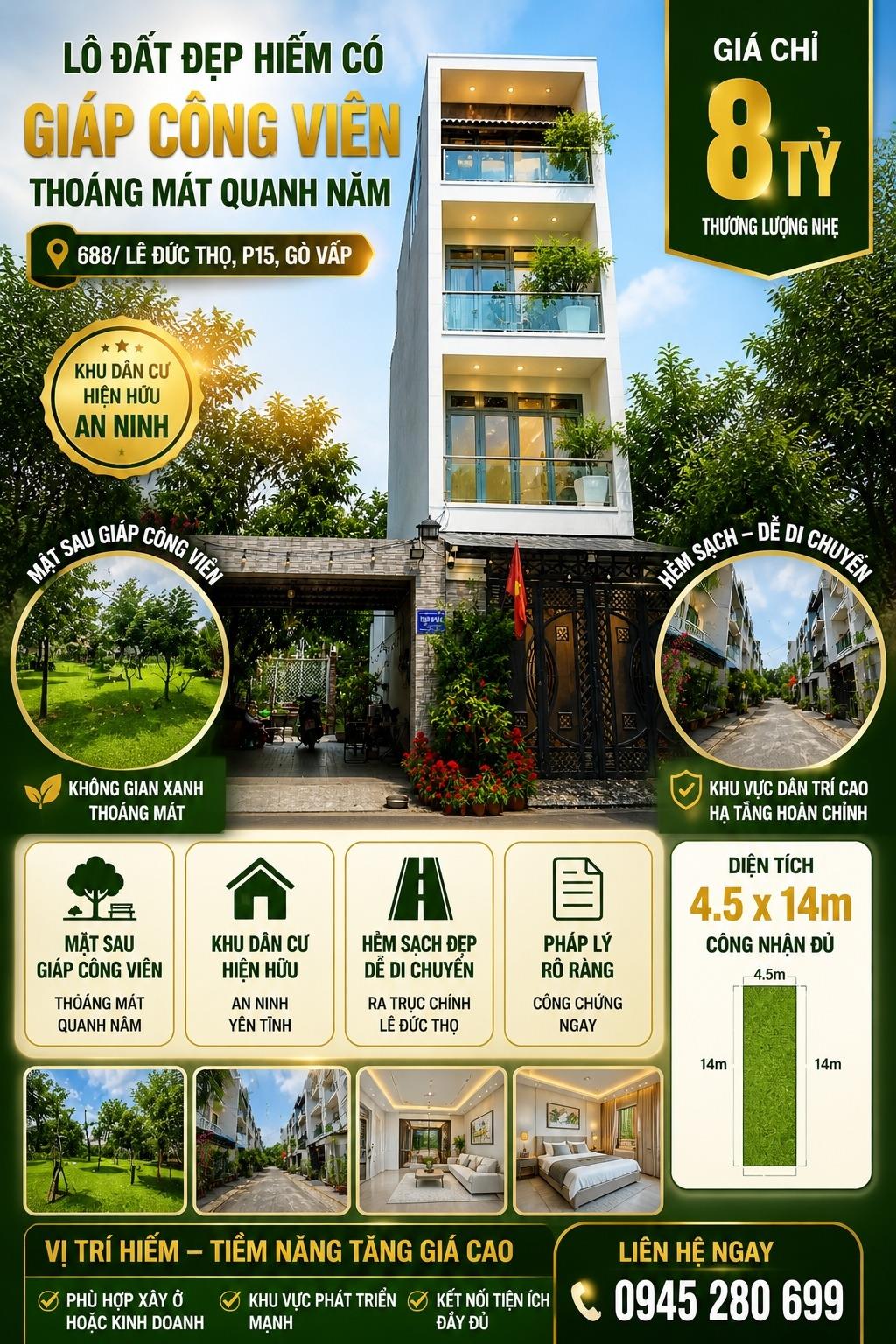 Cần bán gấp nhà mặt phố 63 m2 tại Đường Lê Đức Thọ - 15 - Gò Vấp - TP Hồ Chí Minh, giá 8 tỷ