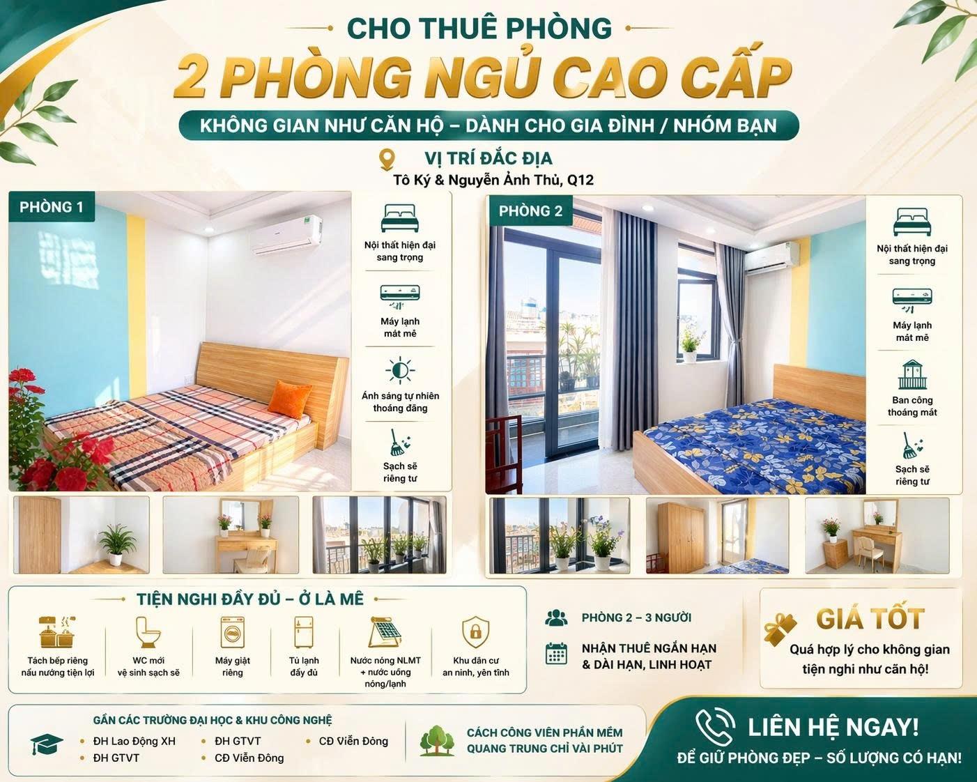 cho thuê  CĂN HỘ mini, 3.5 tr - phòng gia đình 2 PN cao cấp phù hợp gia đình hoặc nhóm bạn